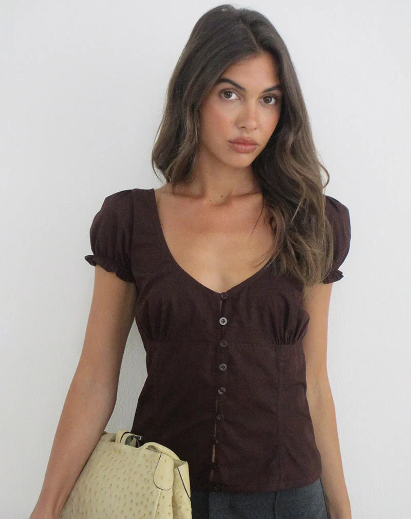 Blouse Nurma en popeline « Bitter Chocolate »