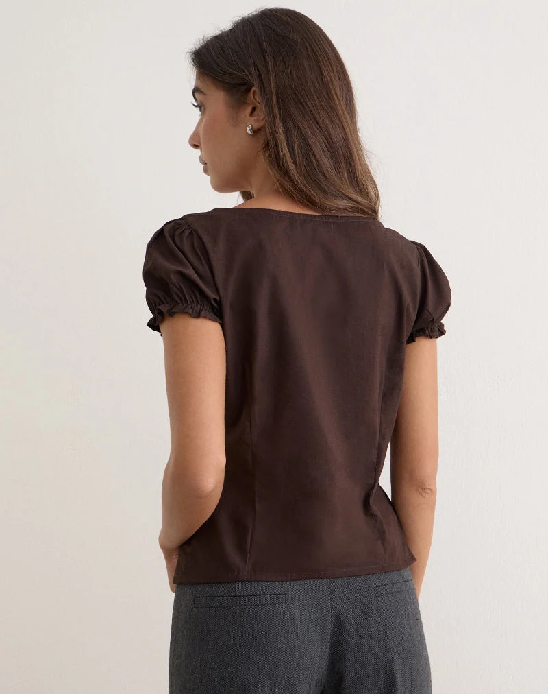 Blouse Nurma en popeline « Bitter Chocolate »