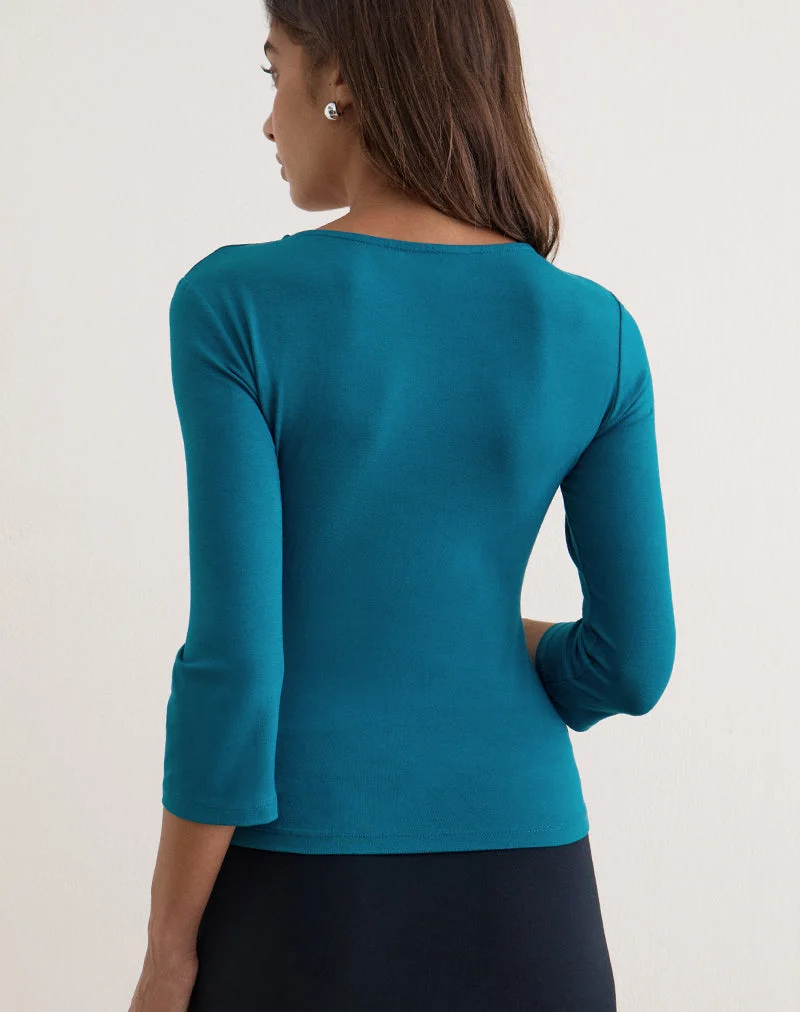 Haut « Bethany Twist » en jersey de rayonne, bleu sarcelle foncé