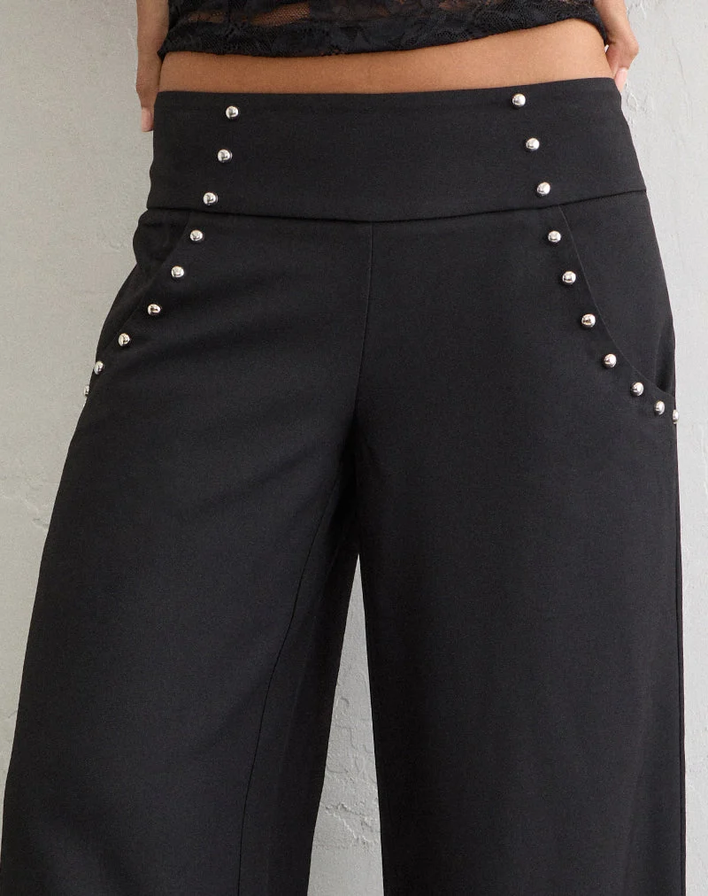 Pantalon Andota à clous, noir sur mesure