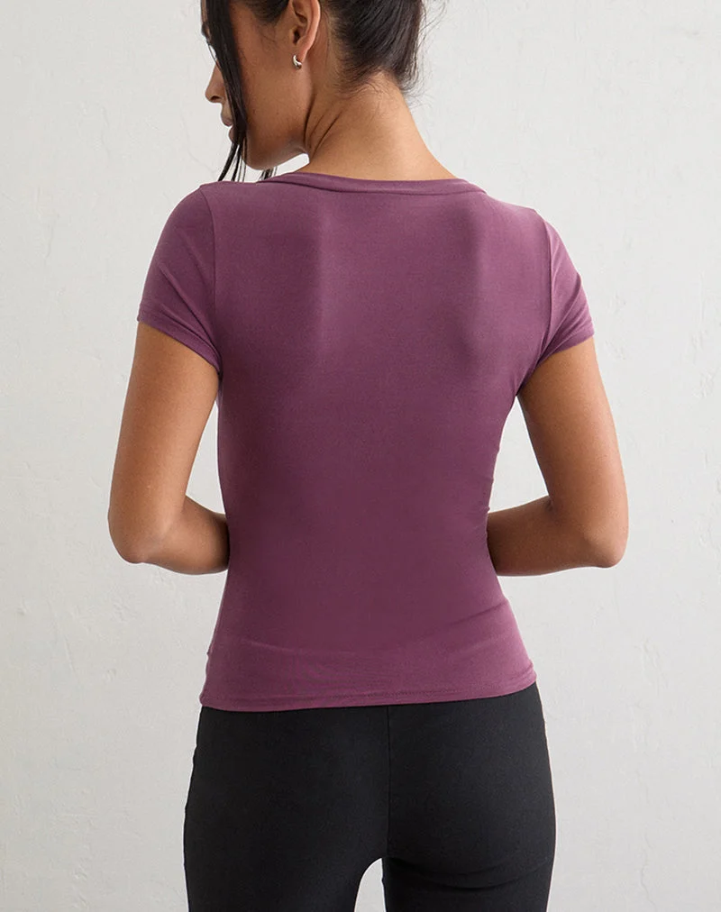 Haut Aluvia avec anneau argenté, en Cupro violet foncé