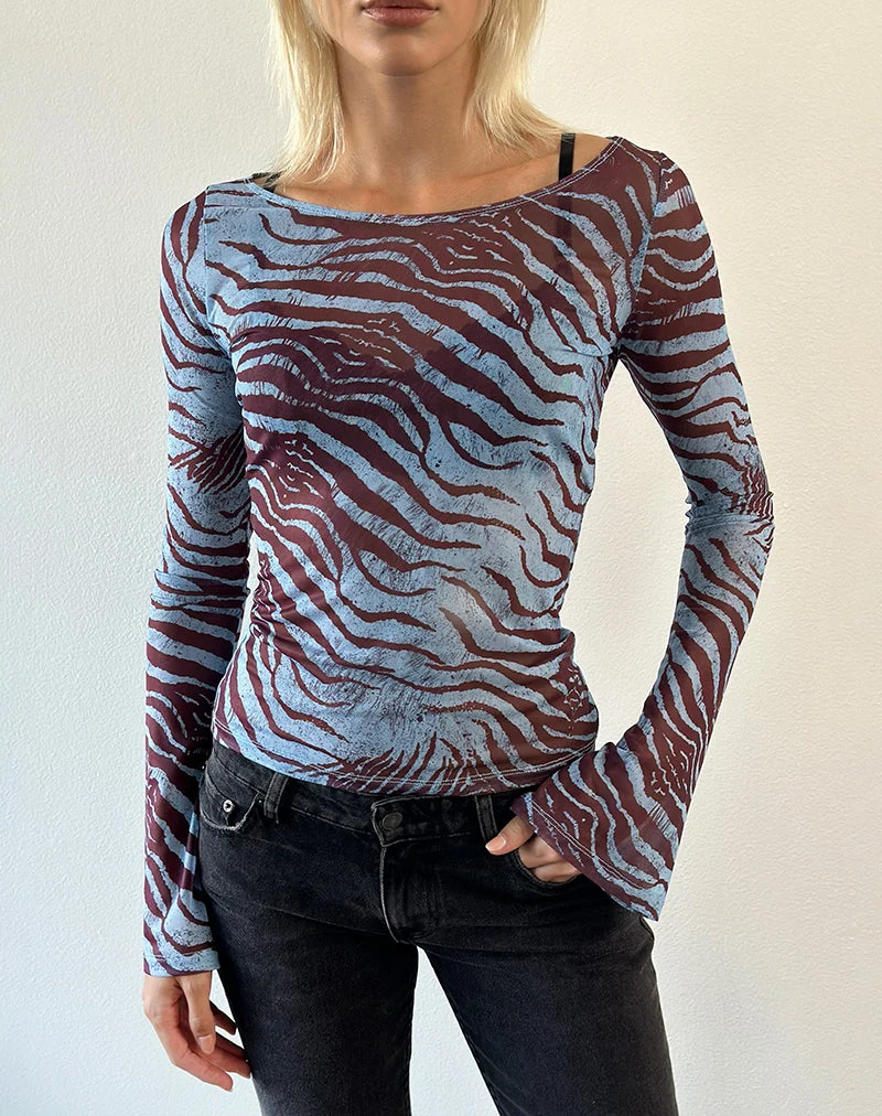 Haut à manches longues Tineko, couleur « Wild Animal Blue »