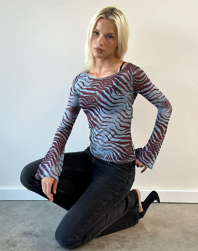 Haut à manches longues Tineko, couleur « Wild Animal Blue »
