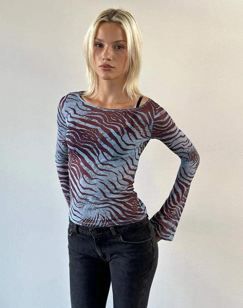 Haut à manches longues Tineko, couleur « Wild Animal Blue »