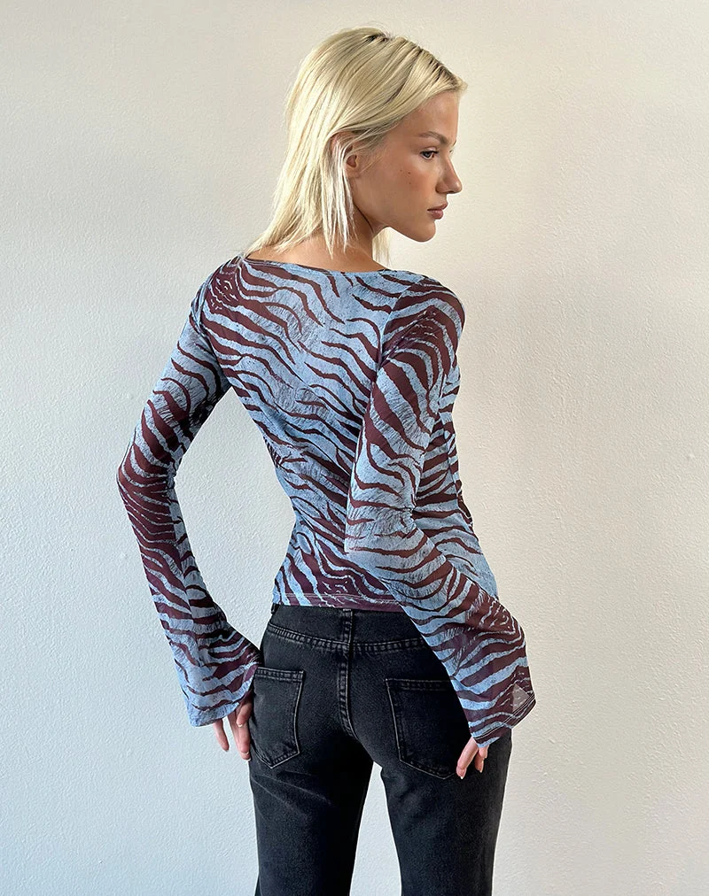 Haut à manches longues Tineko, couleur « Wild Animal Blue »