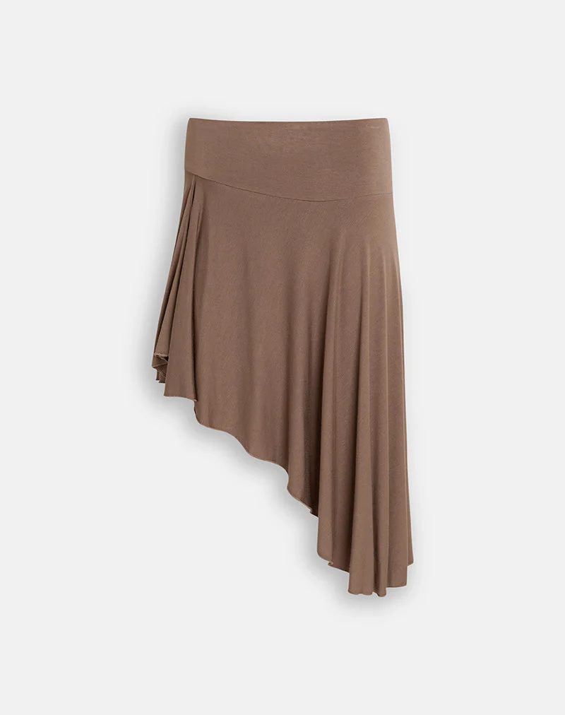 Jupe Everlyn en jersey transparent marron