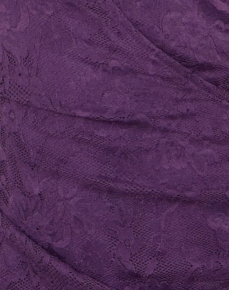 Mini-robe « Paris Plunge » en dentelle violette