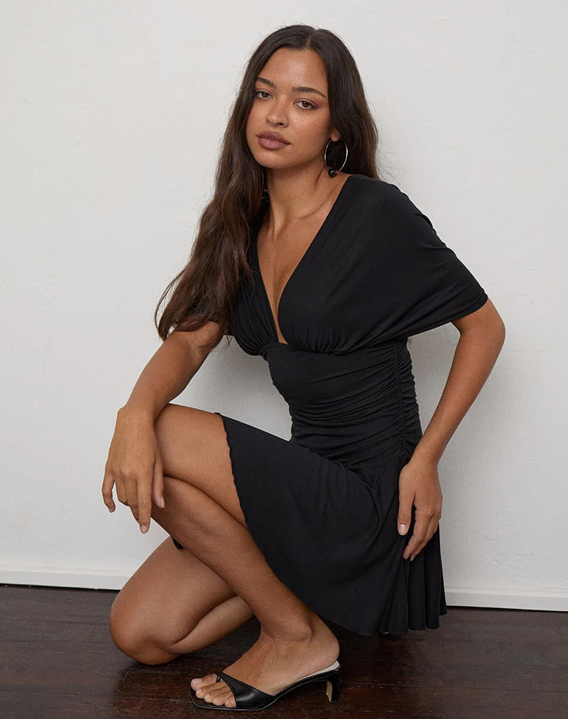 Mini-robe Sunmi en cupro noir
