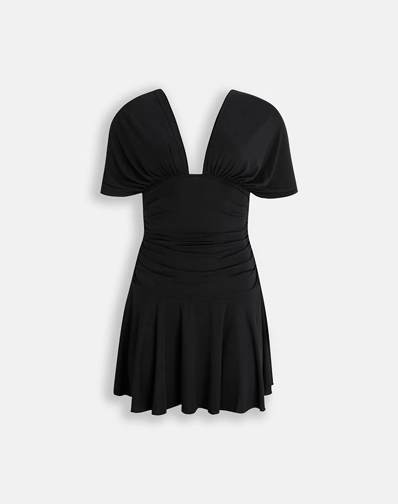 Mini-robe Sunmi en cupro noir
