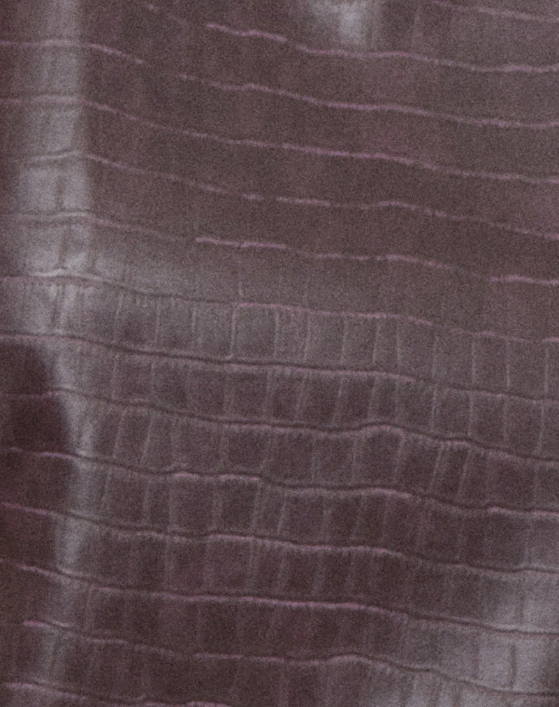 Haut à col montant Tali en PU imitation croco, couleur aubergine