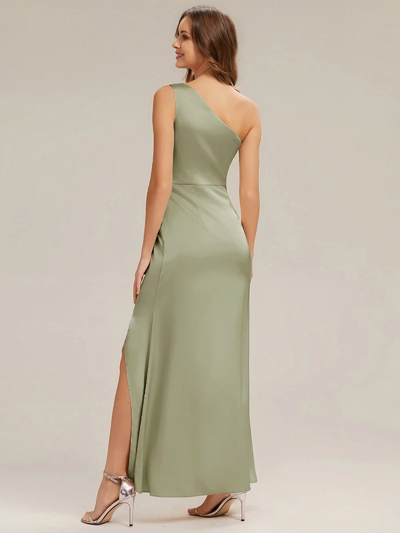 Robe sans bretelles à épaule unique avec fente haute sur la cuisse décolleté asymétrique robe longue