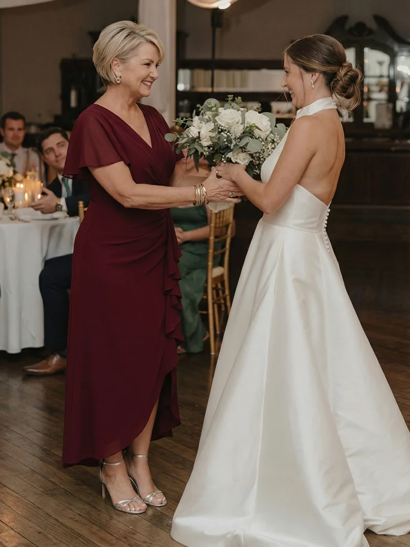 Robe de cocktail de soirée cintrée à manches courtes et décolleté en V profond