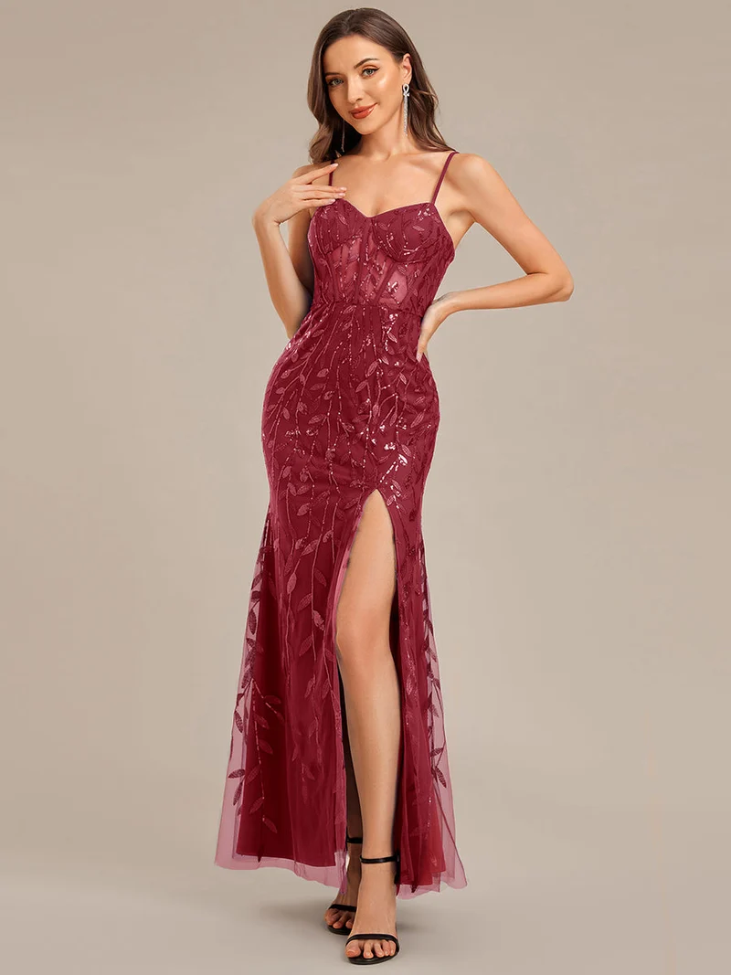 ever VIRELLA|Robe sirène fendue à paillettes