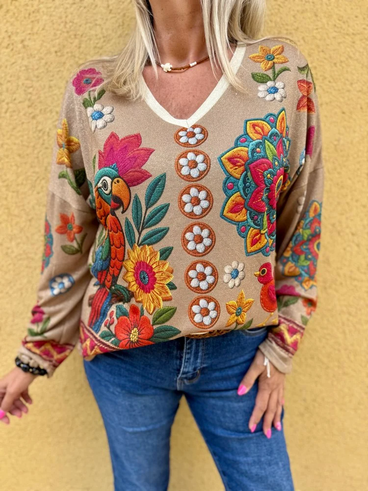 Pull fin brillant Enzo flowers