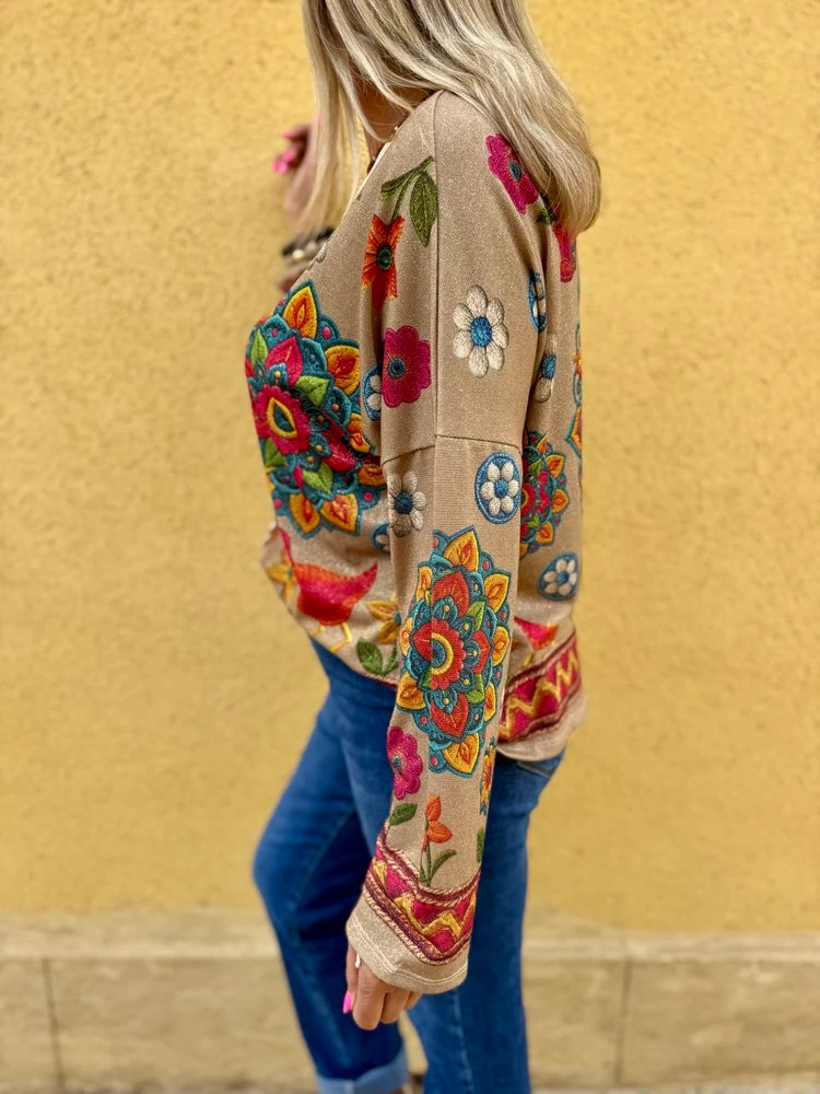 Pull fin brillant Enzo flowers