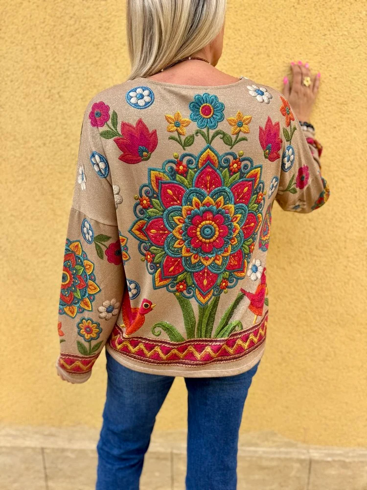 Pull fin brillant Enzo flowers