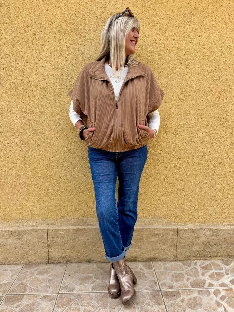 Blouson en velours Ludo camel