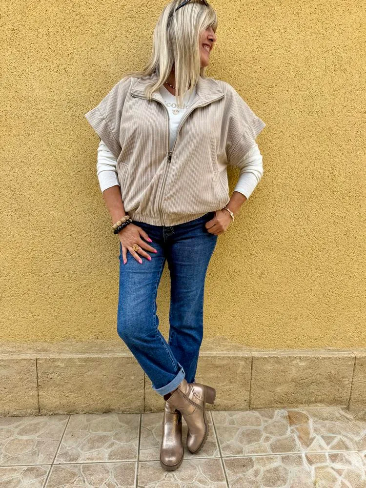 Blouson en velours Ludo beige