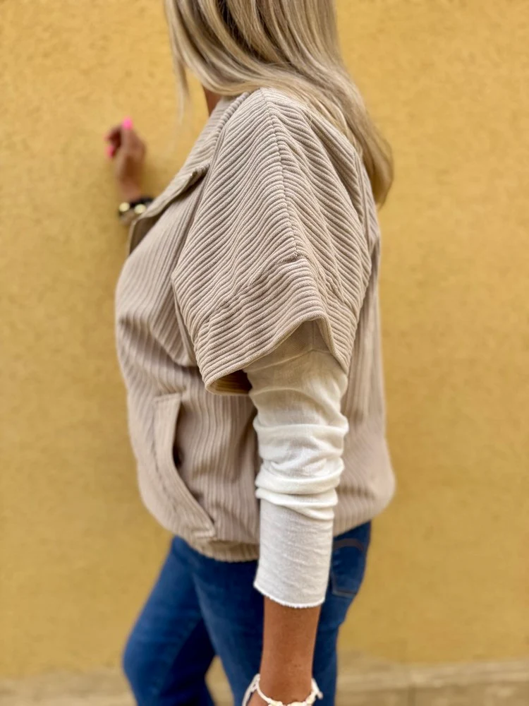 Blouson en velours Ludo beige