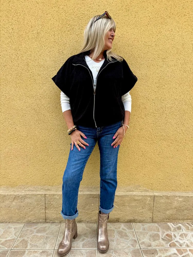Blouson en velours Ludo noir