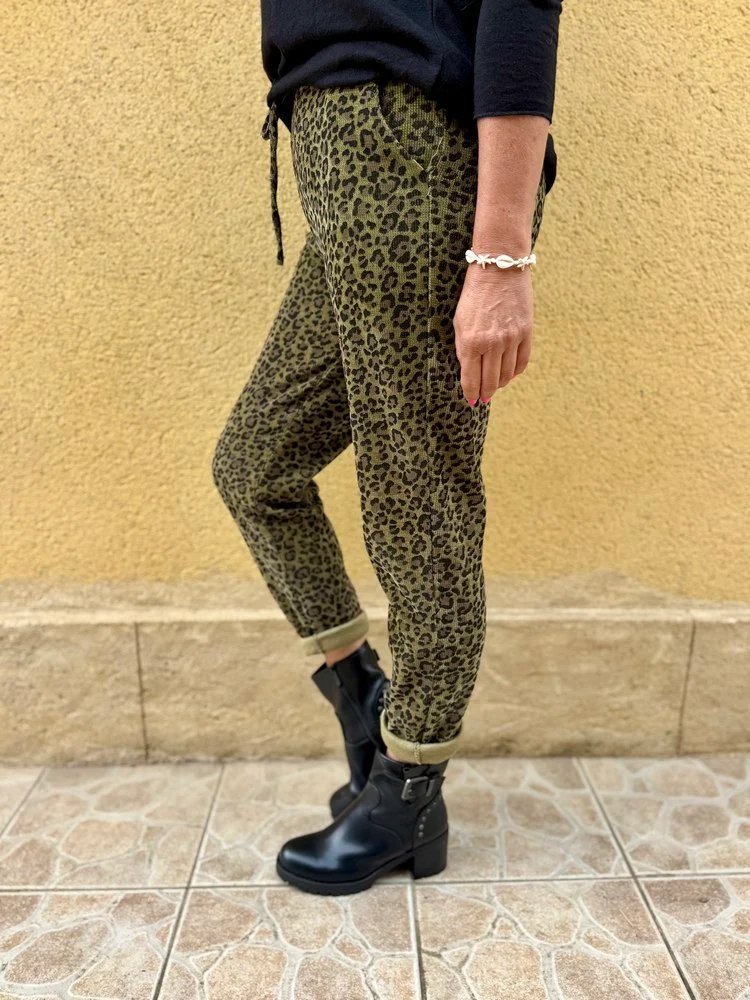 Jogg velours Léo vert olive