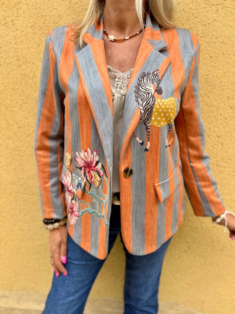 Veste tailleur Valéria gris bleu