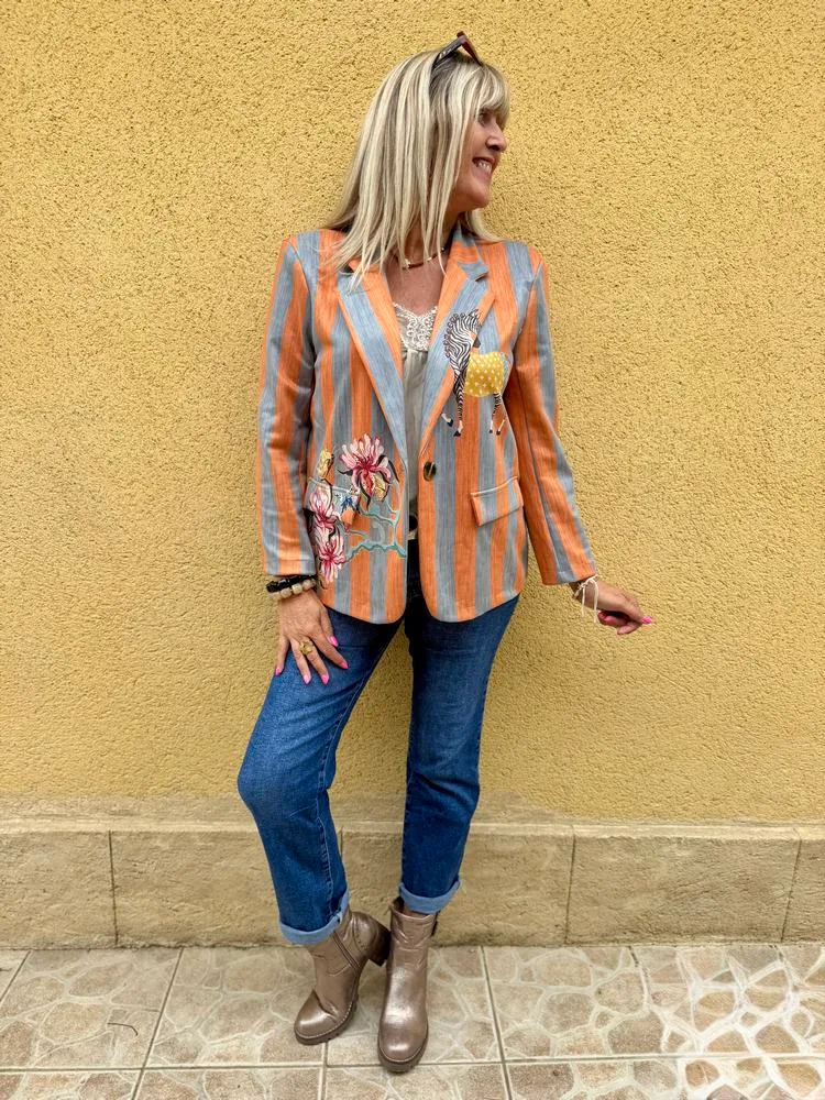 Veste tailleur Valéria gris bleu