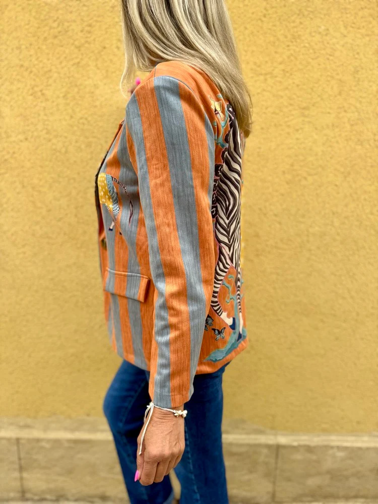 Veste tailleur Valéria gris bleu