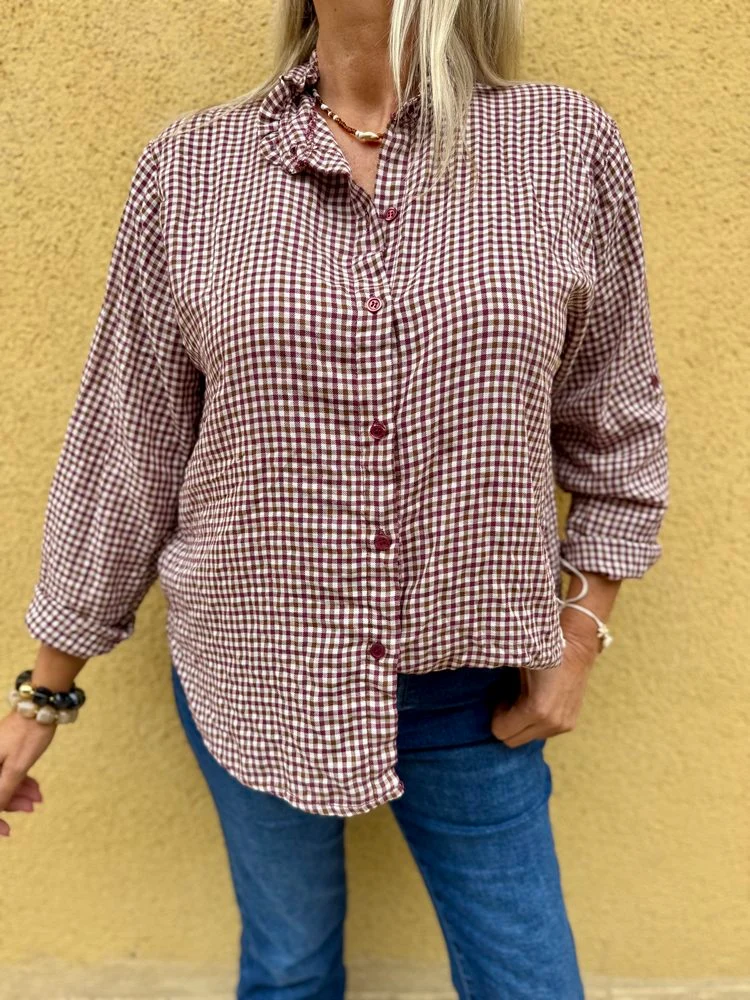 Chemise à carreaux Mina prune