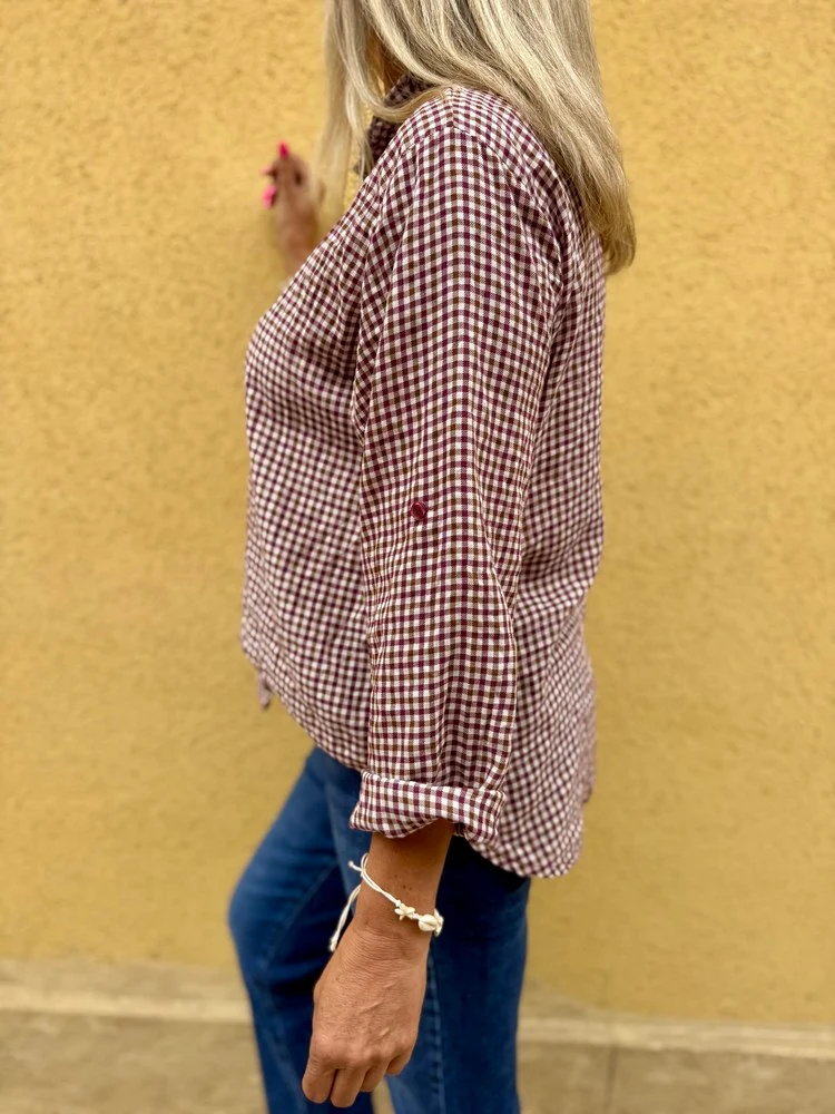 Chemise à carreaux Mina prune
