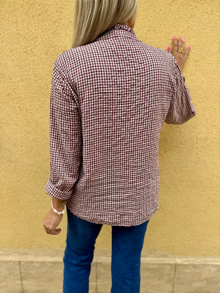 Chemise à carreaux Mina prune