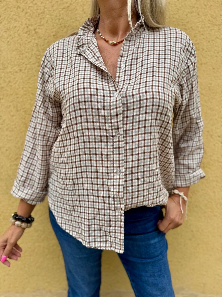Chemise à carreaux Mina beige