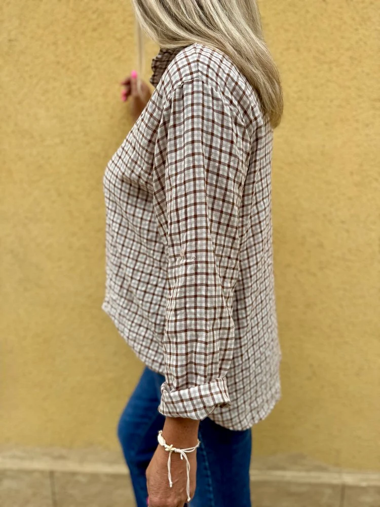 Chemise à carreaux Mina beige