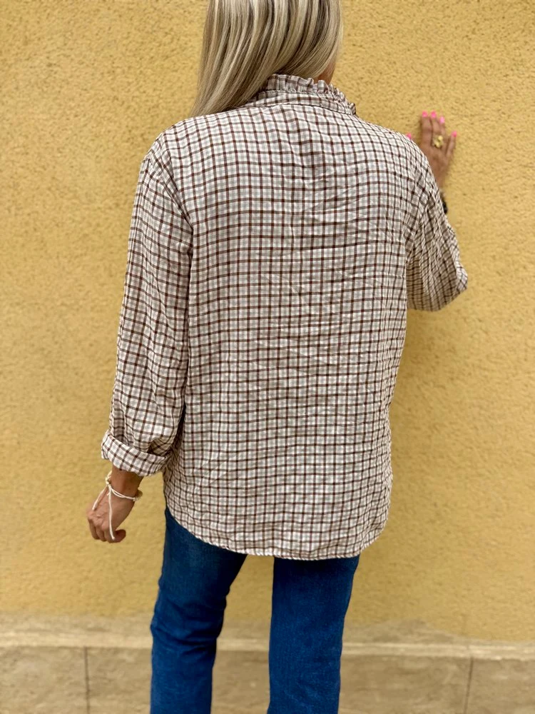 Chemise à carreaux Mina beige
