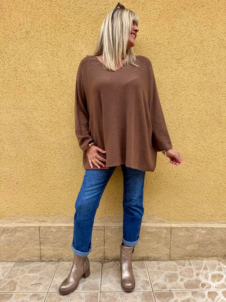 Pull méga loose Pablo chocolat