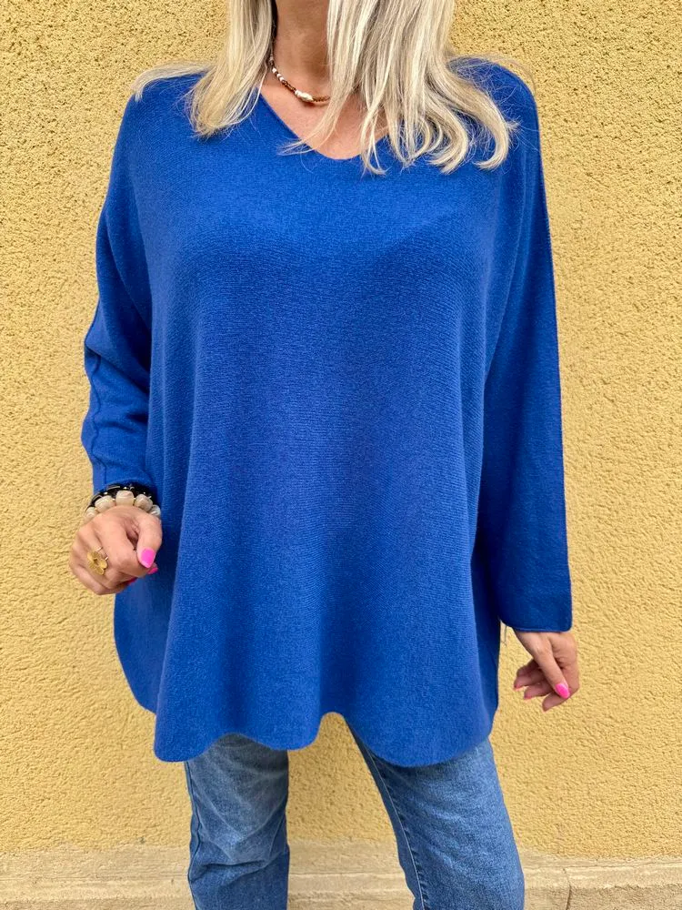 Pull méga loose Pablo bleu roi