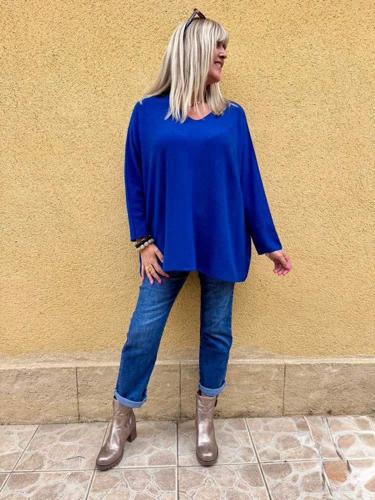 Pull méga loose Pablo bleu roi