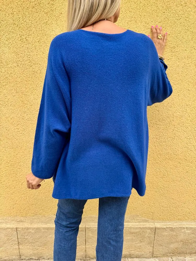 Pull méga loose Pablo bleu roi