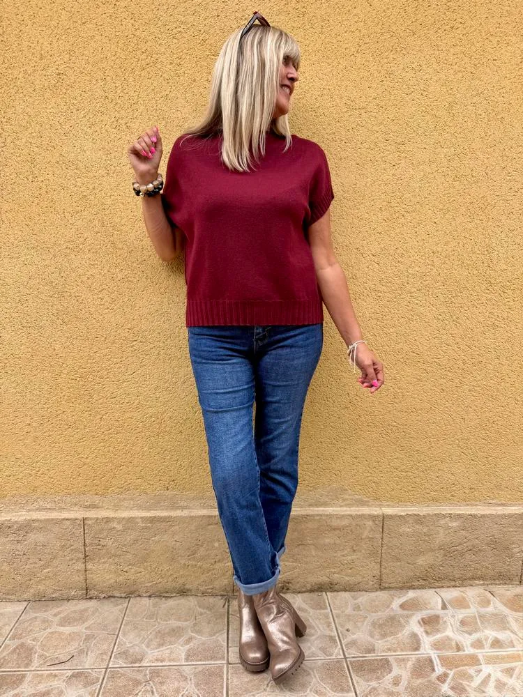 Pull sans manches Paco bordeaux