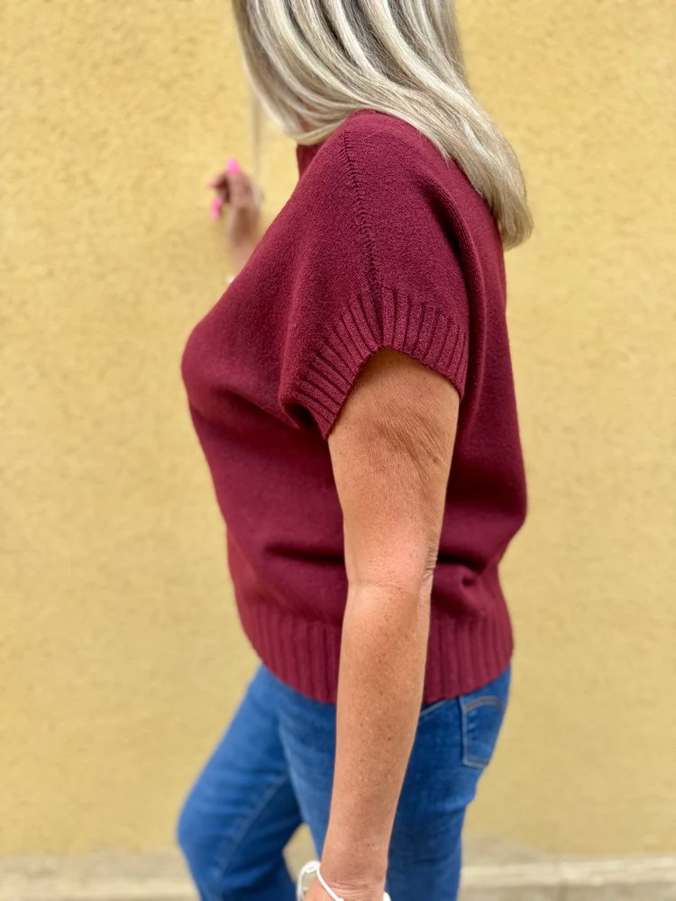 Pull sans manches Paco bordeaux