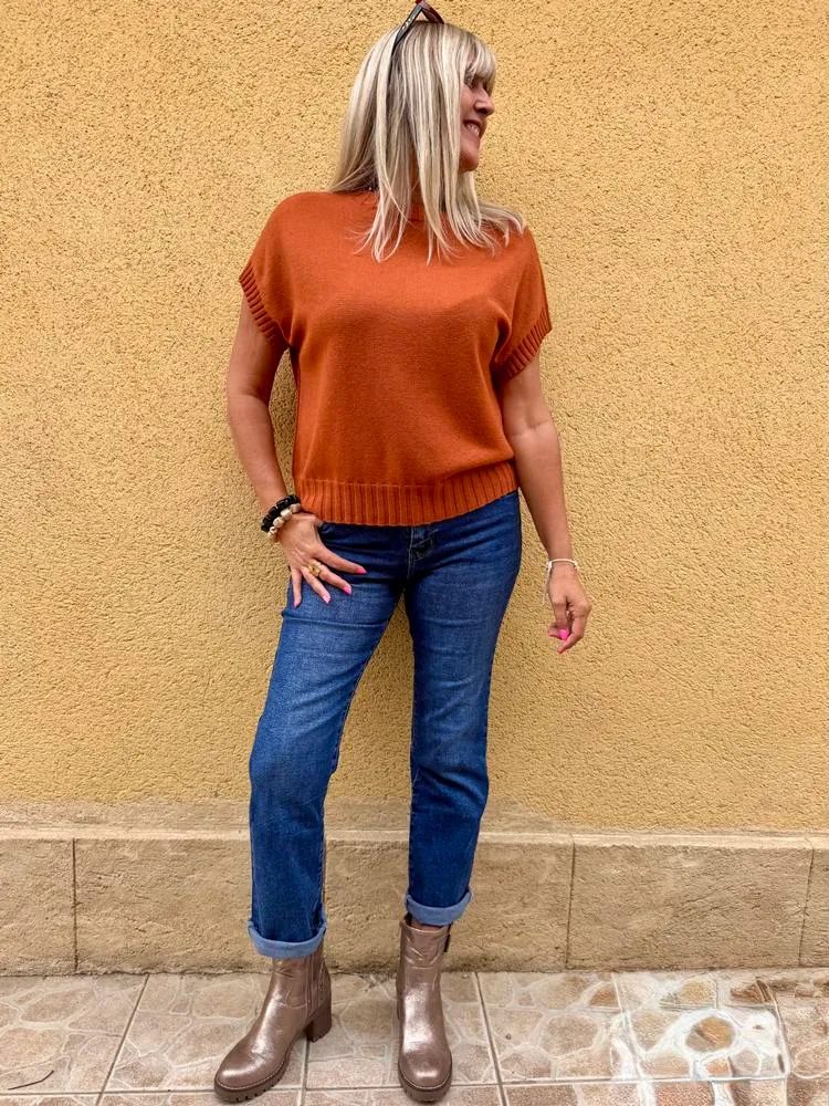 Pull sans manches Paco brique