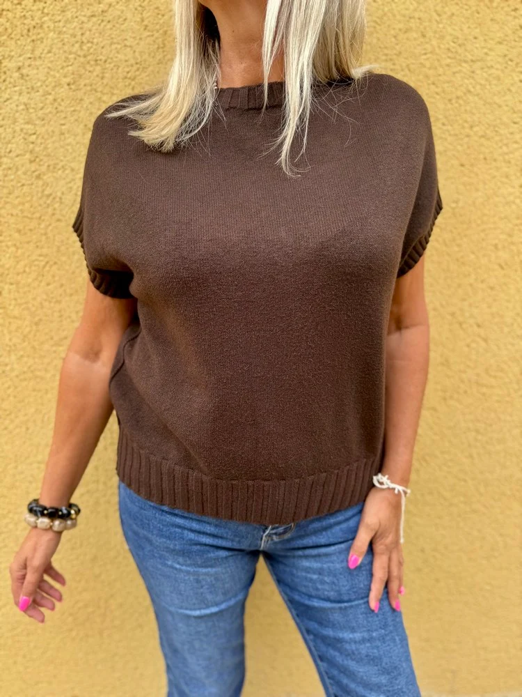 Pull sans manches Paco chocolat