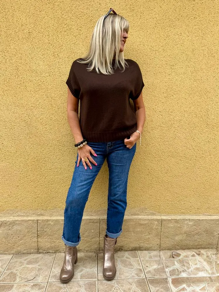 Pull sans manches Paco chocolat