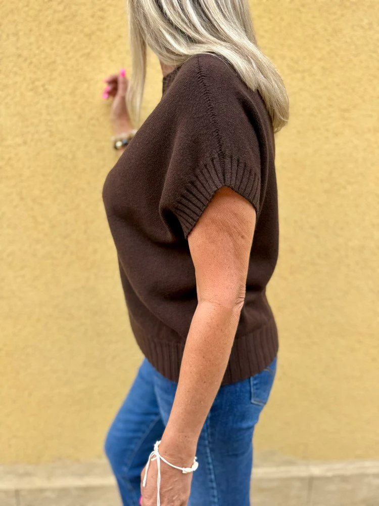 Pull sans manches Paco chocolat