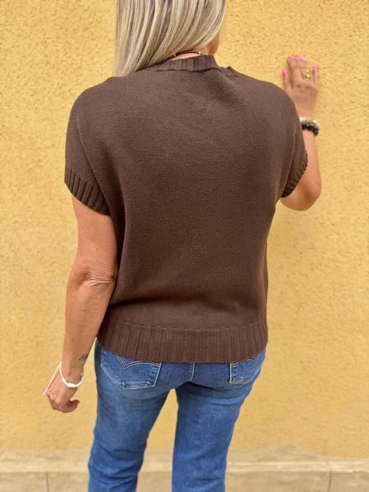 Pull sans manches Paco chocolat