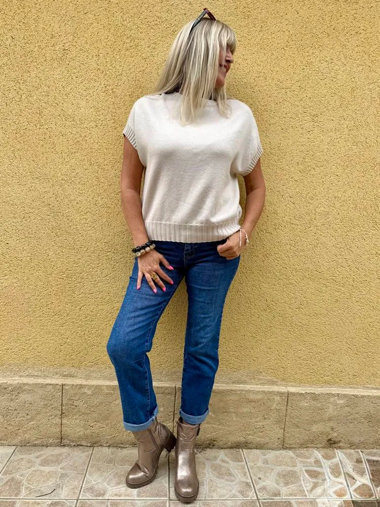 Pull sans manches Paco beige