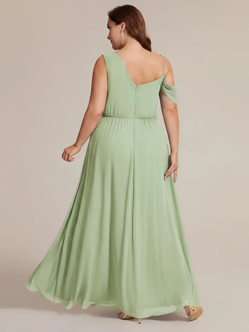 ever ERIKA|Robe longue asymétrique avec détail de dentelle sur épaule, coupe empire drapée