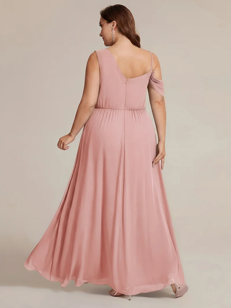 ever ERIKA|Robe longue asymétrique avec détail de dentelle sur épaule, coupe empire drapée