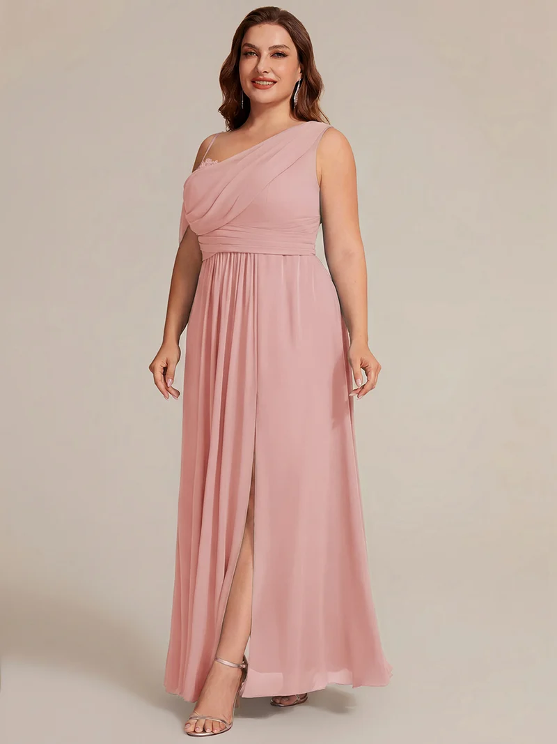 ever ERIKA|Robe longue asymétrique avec détail de dentelle sur épaule, coupe empire drapée