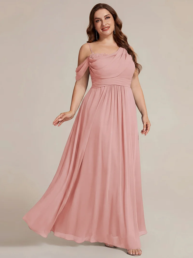 ever ERIKA|Robe longue asymétrique avec détail de dentelle sur épaule, coupe empire drapée